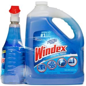 cleaning with Windex 