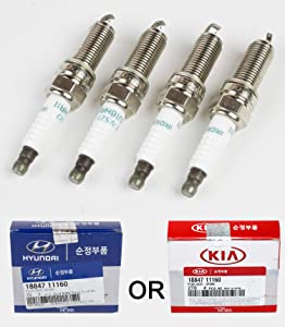 Genuine Hyundai Spark Plugs, 18847-11160, Set of 4