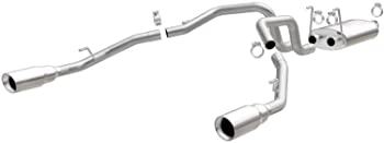MagnaFlow Cat-Back Performance Exhaust System Street Series 16869 - Stainless Steel 3in Main Piping, Dual Split Rear Exit, Polished Finish 5in Exhaust Tip - Truck Performance Exhaust Kit