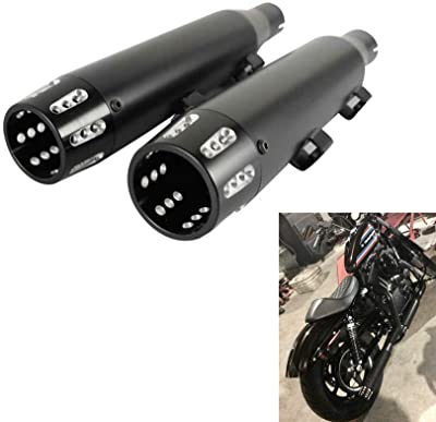 SHARKROAD 3" Black Slip on Mufflers Exhaust for Harley 2014-2021 Sportster XL 883/1200, Increased Sound and Performance by Straight, Free-Flowing Mufflers. 3002BB
