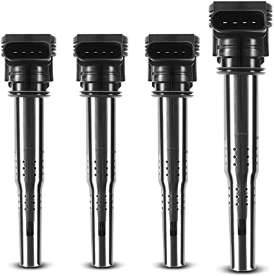 A-Premium Ignition Coil Pack Set of 4 Compatible with Audi A3 2004-2013 A4 2005-2016 Volkswagen Jetta 2005-2015 Tiguan 2009-2017 L4 2.0L 2.5L