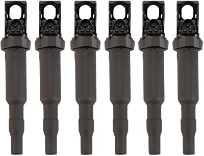 Ignition Coil Pack Set of 6 - Replacement for Bosch 0221504470, 12138616153, 12137594937, 12138657273, 12137562744 - Compatible with BMW 325i, 335i, 328i, 525i, 530i, 330i, 650i, X3, X5, M3 and more