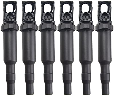 Ignition Coil Pack Set of 6 Replaces OE# 0221504470, Compatible with BMW 325i 328i 335i 525i 528i 530i 535i 545i 650i X3 X5 M5 M6 Z4 Mini Cooper and more