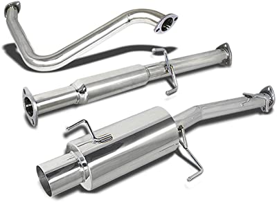 4 Inches Muffler Round Tip Catback Exhaust System Compatible with Honda Prelude BB H22 H23 92-96